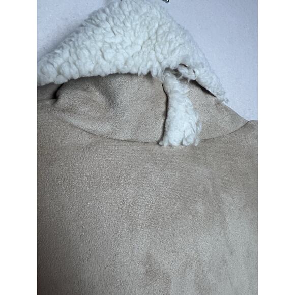 Amanda Charles Women's Faux Suede Fleece Lined Open Front Vest Size Large Tan - Picture 8 of 9